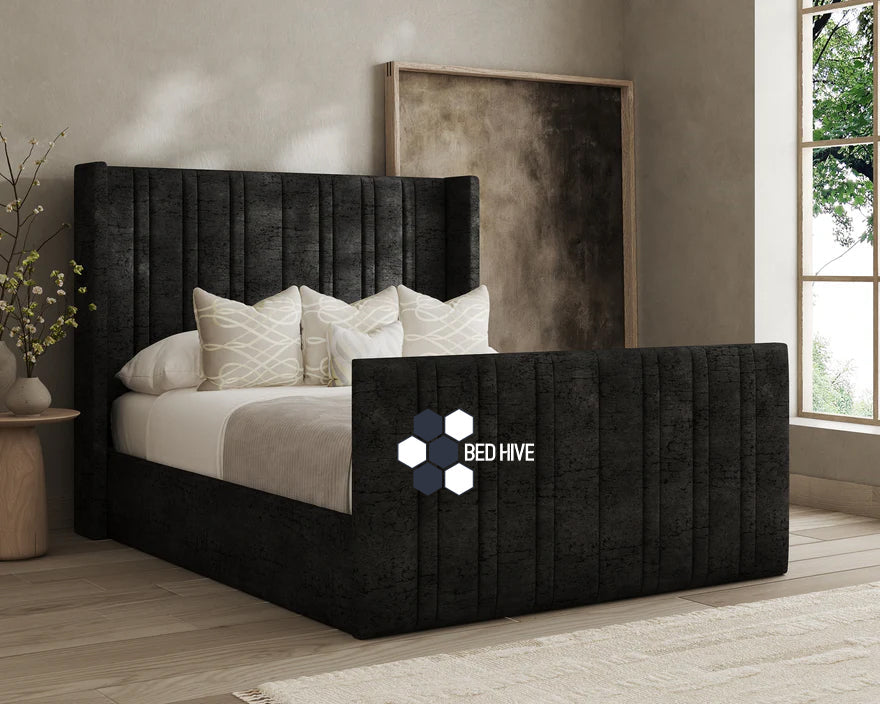 Banidorm Winged Stripe Lines Bed Frame With Optional Storage