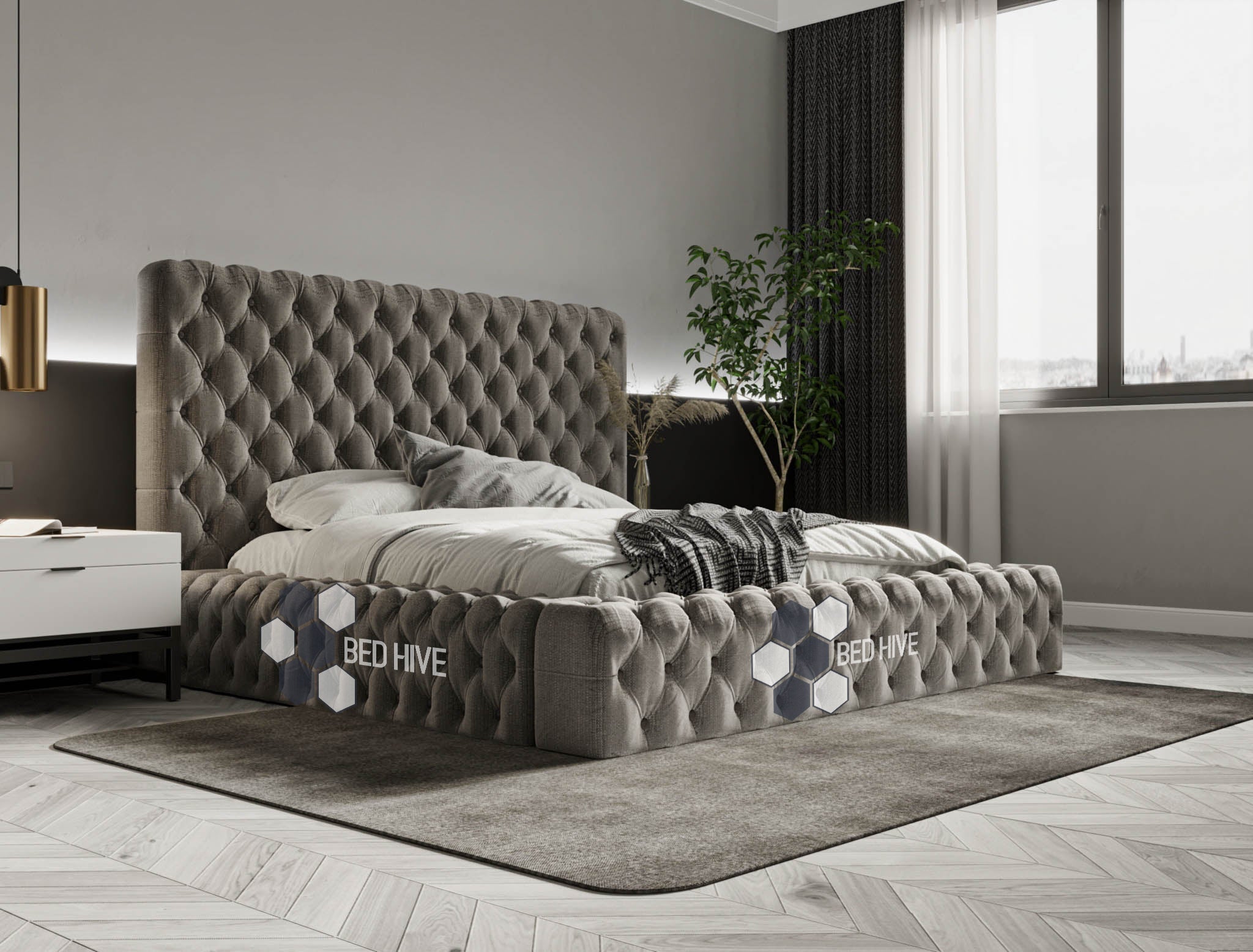 Grey deals bed base