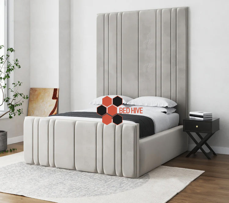 Lynn Stripe Line Linear Upholstered Fabric Bed