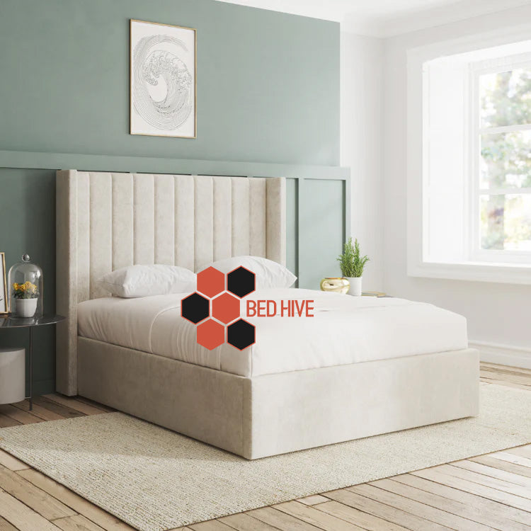 Fred Stripe Line Linear Upholstered Fabric Bed